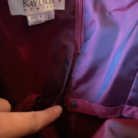 Kay Unger | Red Velvety Strapless Dress | 6 - Picture 10 of 11